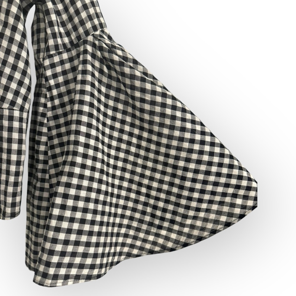 (SOLD) NANETTE LEPORE Gingham Bell-Sleeve Top, Large, Black/White - Picture 8 of 13